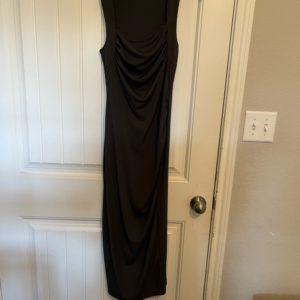 Cider Red Asymmetrical Ruched Cocktail Dress - Picture 3 of 3